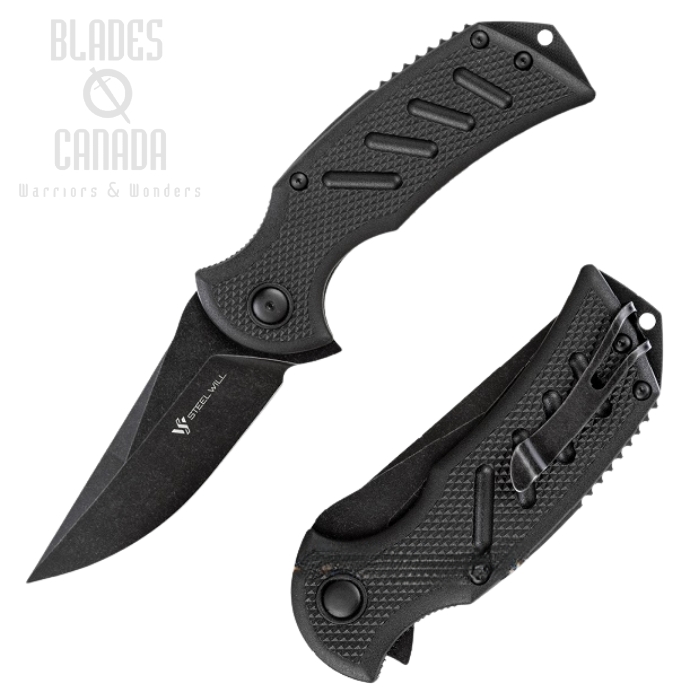 Steel Will Censor Flipper Folding Knife, D2 Black, FRN Black, F13-A3B